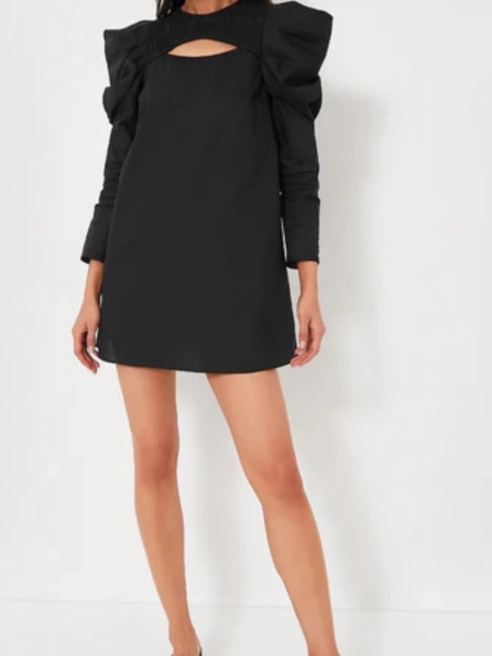 Hyacinth house Tuckernuck NWT black Beckett puff sleeve mini dress cutout sz s